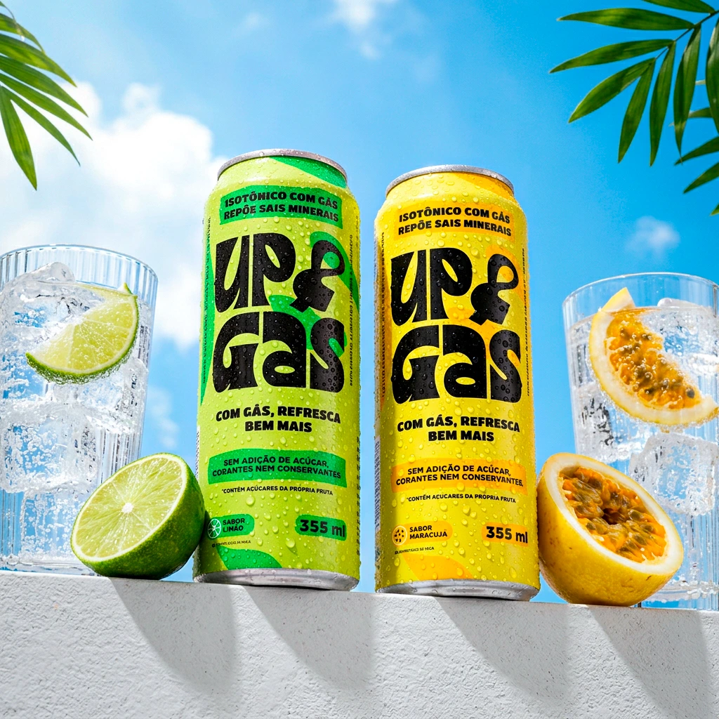 Pack UP&GAS Mix — isotônico com gás sabores limão e maracujá